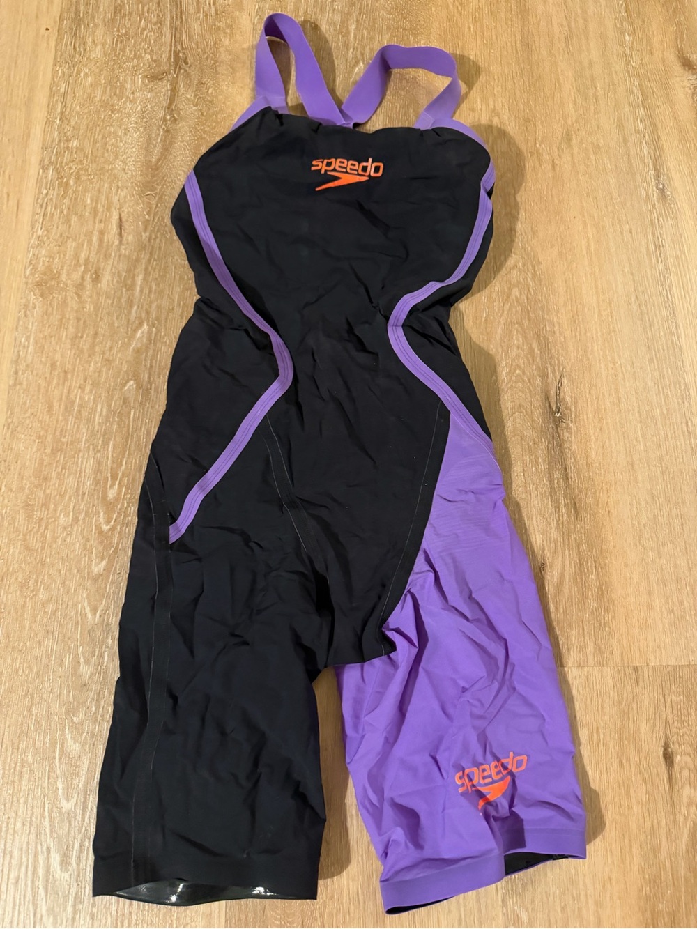Speedo Black and Purple One-Piece Racing Swimsuit size SS
